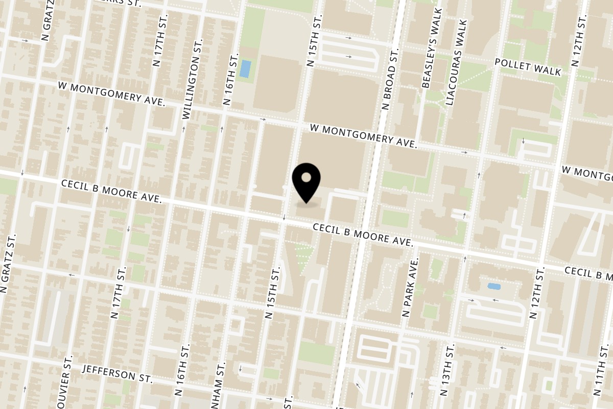 Map showing the location of Bagel Angel on 1431 Cecil B. Moore Ave in Philadelphia